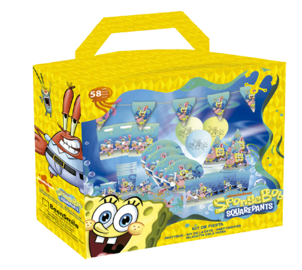 Party set SpongeBob 58 ks v žlutém boxu s motivem podmořského světa