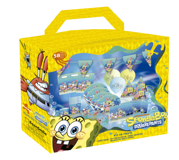 Party set SpongeBob 58 ks v žlutém boxu s motivem podmořského světa