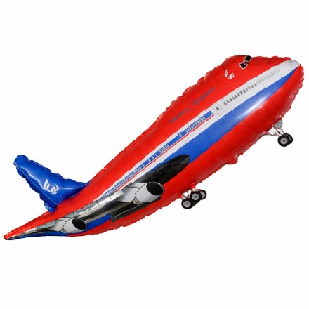 Mini fóliový balonek letadlo červené na tyčku 44,5 × 21 cm