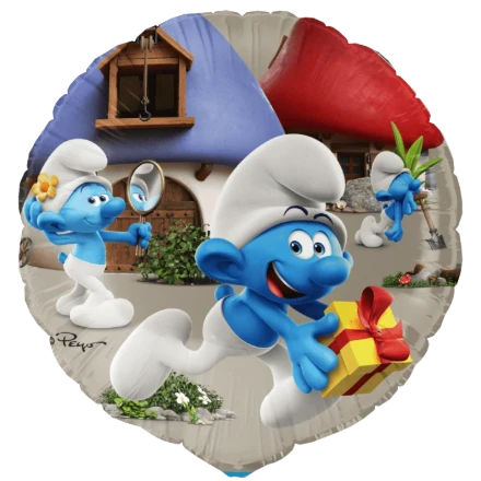 Obrázek Fóliový balonek Šmoulové s dárkem 45 cm