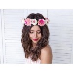 Růžovo bílá květinová korunka boho doplněk na svatbu