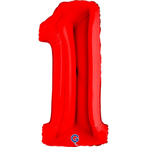 Levně Foliová číslice - červená 1, 102 cm