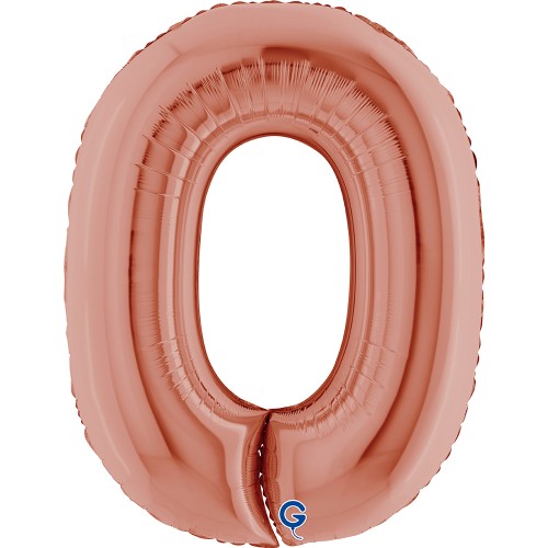 Levně Foliová číslice - rose gold 0, 102 cm