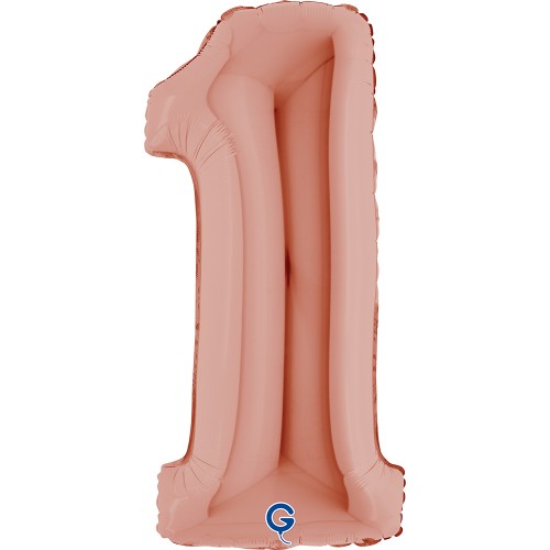 Levně Foliová číslice - rose gold 1, 102 cm