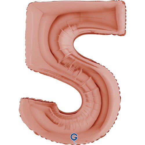 Levně Foliová číslice - rose gold 5, 102 cm