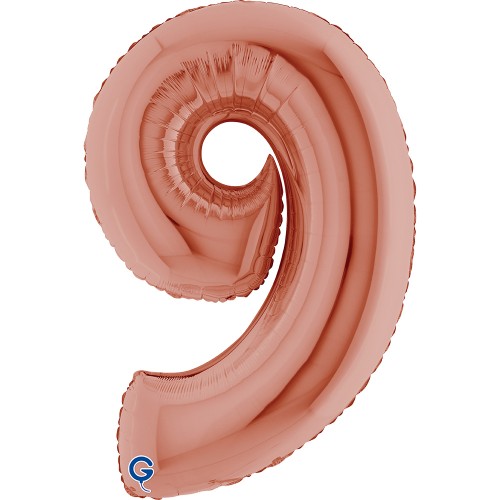 Levně Foliová číslice - rose gold 9, 102 cm