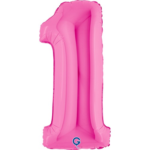 Levně Foliová číslice - růžová 1, 102 cm