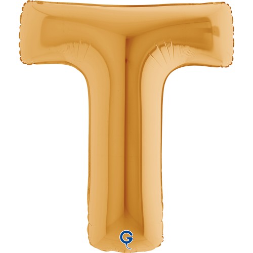 Levně Fóliové písmeno T zlaté – 102 cm