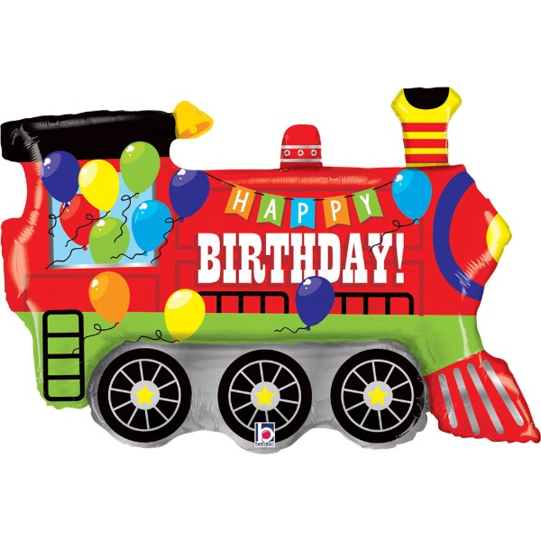 Foliový balonek - vláček - Happy Birthday 84 cm