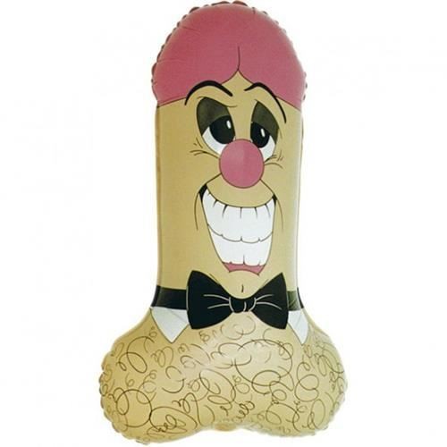 Levně Fóliový balonek penis s obličejem a motýlkem – 79 cm