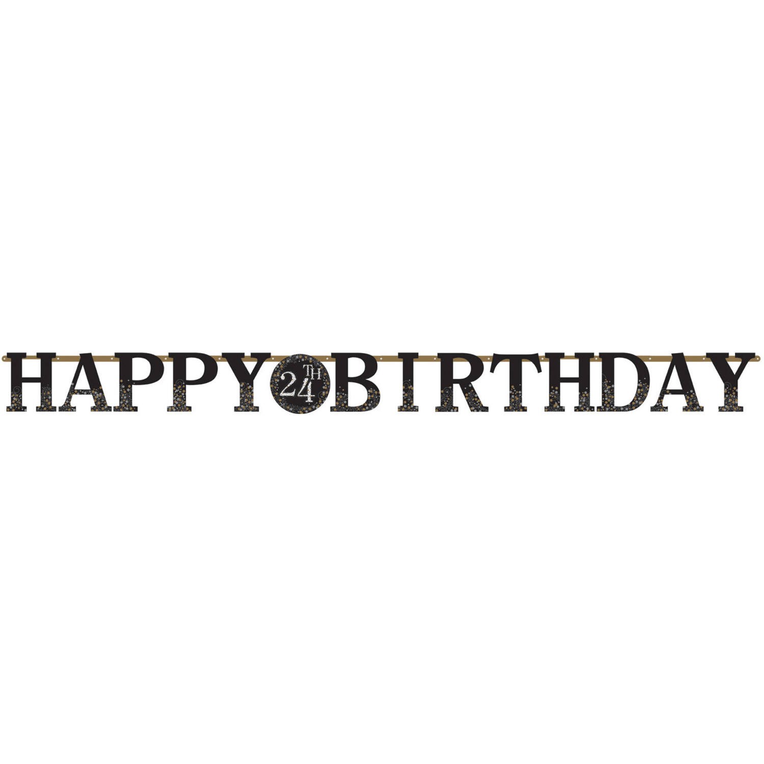 Levně Girlanda Happy Birthday černo-zlatá s čísly věku