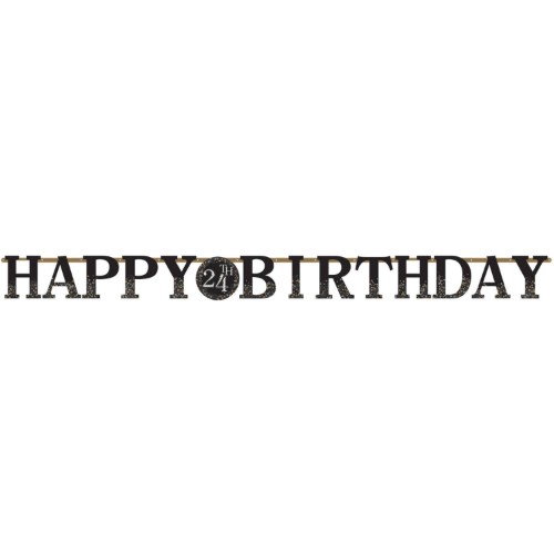 Levně Girlanda Happy Birthday černo-zlatá s čísly věku