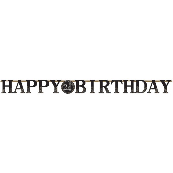 Girlanda Happy Birthday černo-zlatá s čísly věku