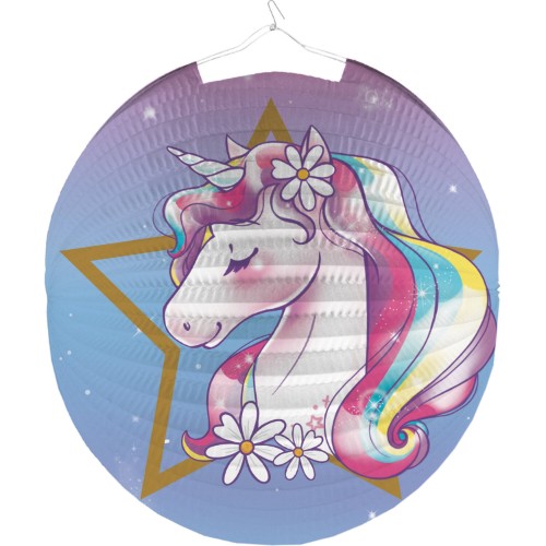 Závěsný papírový lampion kulatý Jednorožec Unicorn Dreams 25 cm