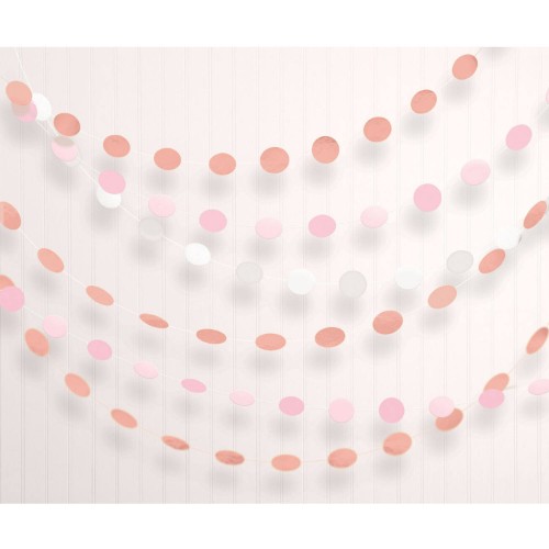 Levně Závěsné girlandy Rose Gold Blush kolečka 213 cm, 6 ks