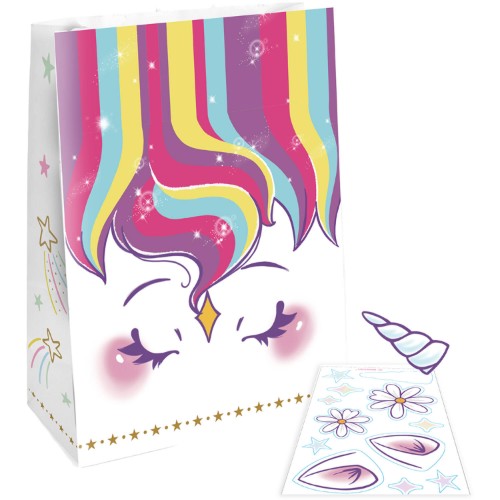 Levně Papírové dárkové taštičky Jednorožec Unicorn Dreams, 8 ks