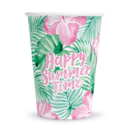 Levně Papírové kelímky Happy Summer Time 210 ml, 8 ks