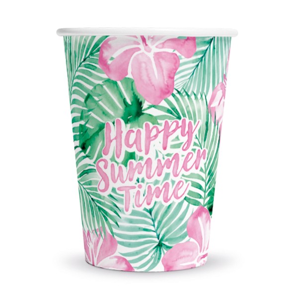 Papírové kelímky Happy Summer Time 210 ml, 8 ks