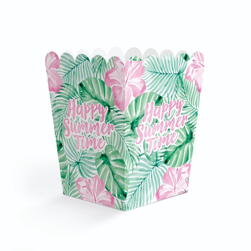 Levně Papírové krabičky na popcorn Happy Summer Time 10,5 cm, 8 ks