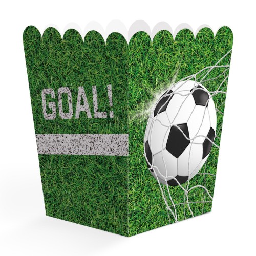 Levně Papírové boxy na popcorn Fotbal 10,5 cm, 8 ks