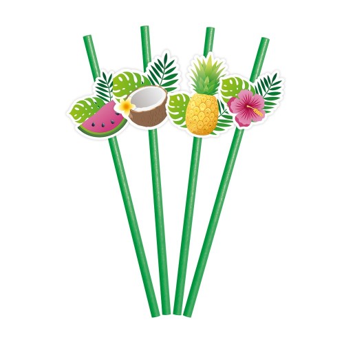 Levně Papírová brčka Tropical Fruit Aloha 19,7 cm, 6 ks