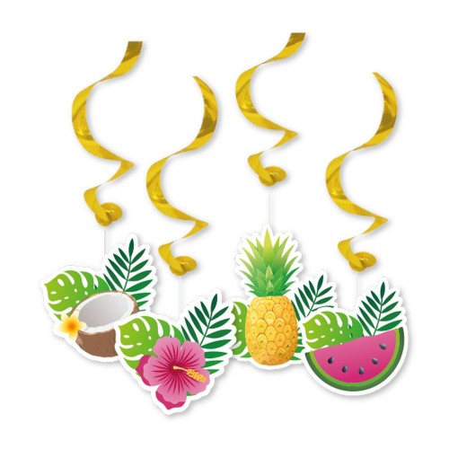 Levně Závěsné spirály Tropical Aloha, 4 ks