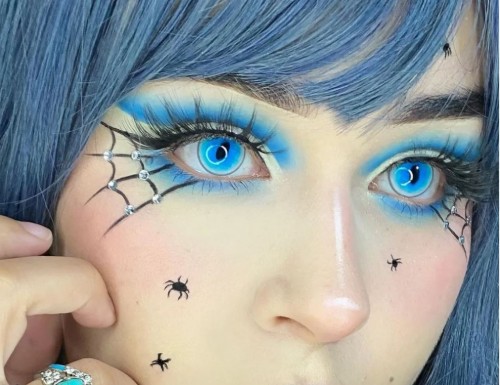 Levně Barevné kontaktní čočky Kočičí oči modré – Blue Cat Eyes, 3měsíční, 1 pár