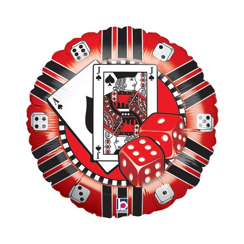 Levně Fóliový balonek Casino žeton a hrací karty 46 cm
