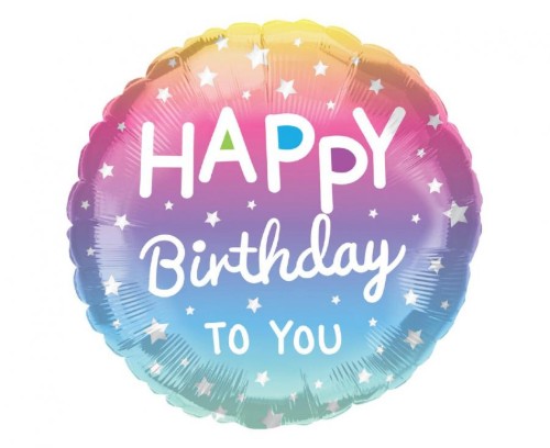 Levně Fóliový balonek Happy Birthday pastelový 46 cm