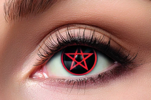 Levně Barevné kontaktní čočky Red Pentagram, 3měsíční, 1 pár