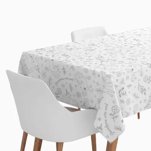Levně Papírový ubrus Jednorožec omalovánky – 120 × 180 cm, 1 ks