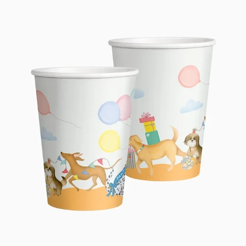 Levně Papírové kelímky Štěňátka – 270 ml, 10 ks