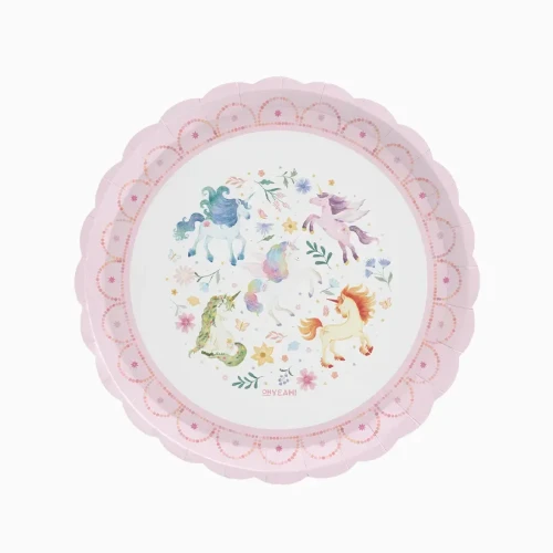 Levně Papírové talíře Jednorožec Romantic – 23 cm, 6 ks