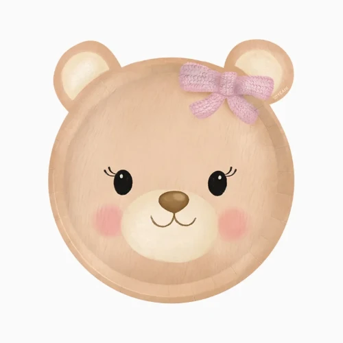 Levně Papírové talíře Medvídek růžový - 20cm, 6 ks