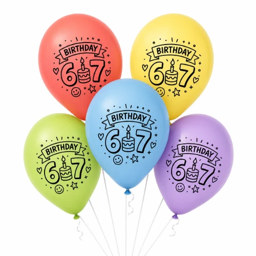 Levně Latexové balonky 6 7 Birthday mix barev – 30 cm/12", 5 ks
