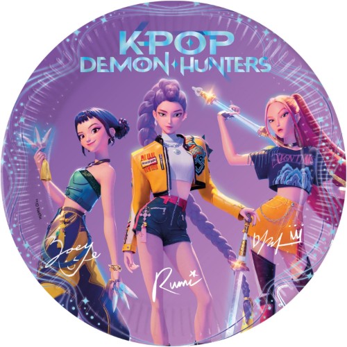 Levně Papírové talíře K-POP Demon Hunters - Lovkyně démonů 23 cm, 8 ks