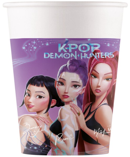 Papírové kelímky K-POP Demon Hunters - Lovkyně démonů 200 ml, 8 ks