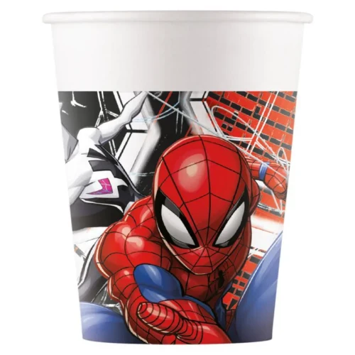 Levně Papírové kelímky Spiderman World of Webs 200 ml, 8 ks