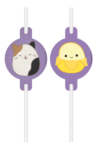 Levně Papírová brčka s medailonky Squishmallows, 4 ks