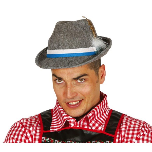 Tyrolský klobouk šedý s peřím