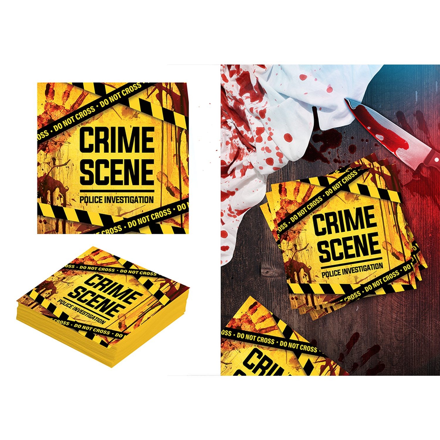 Levně Papírové ubrousky Crime Scene 16 x 16 cm, 20 ks