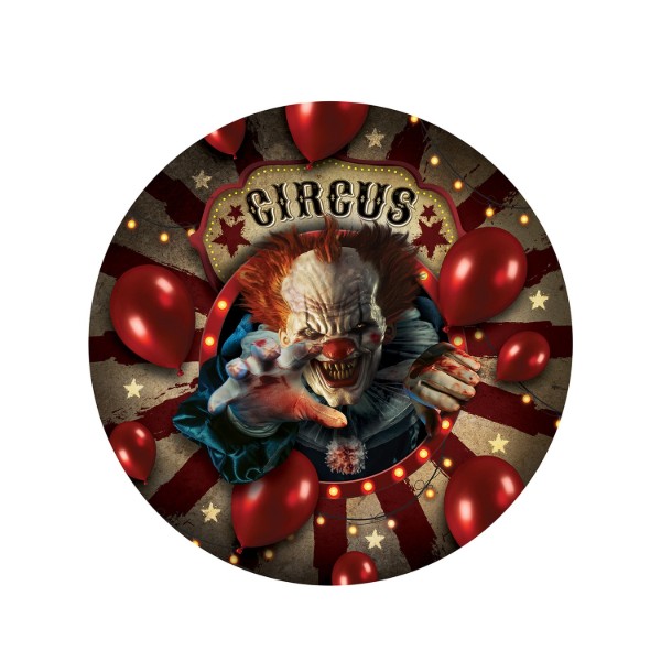 Papírové talíře Strašidelný cirkus – klaun, 23 cm, 6 ks