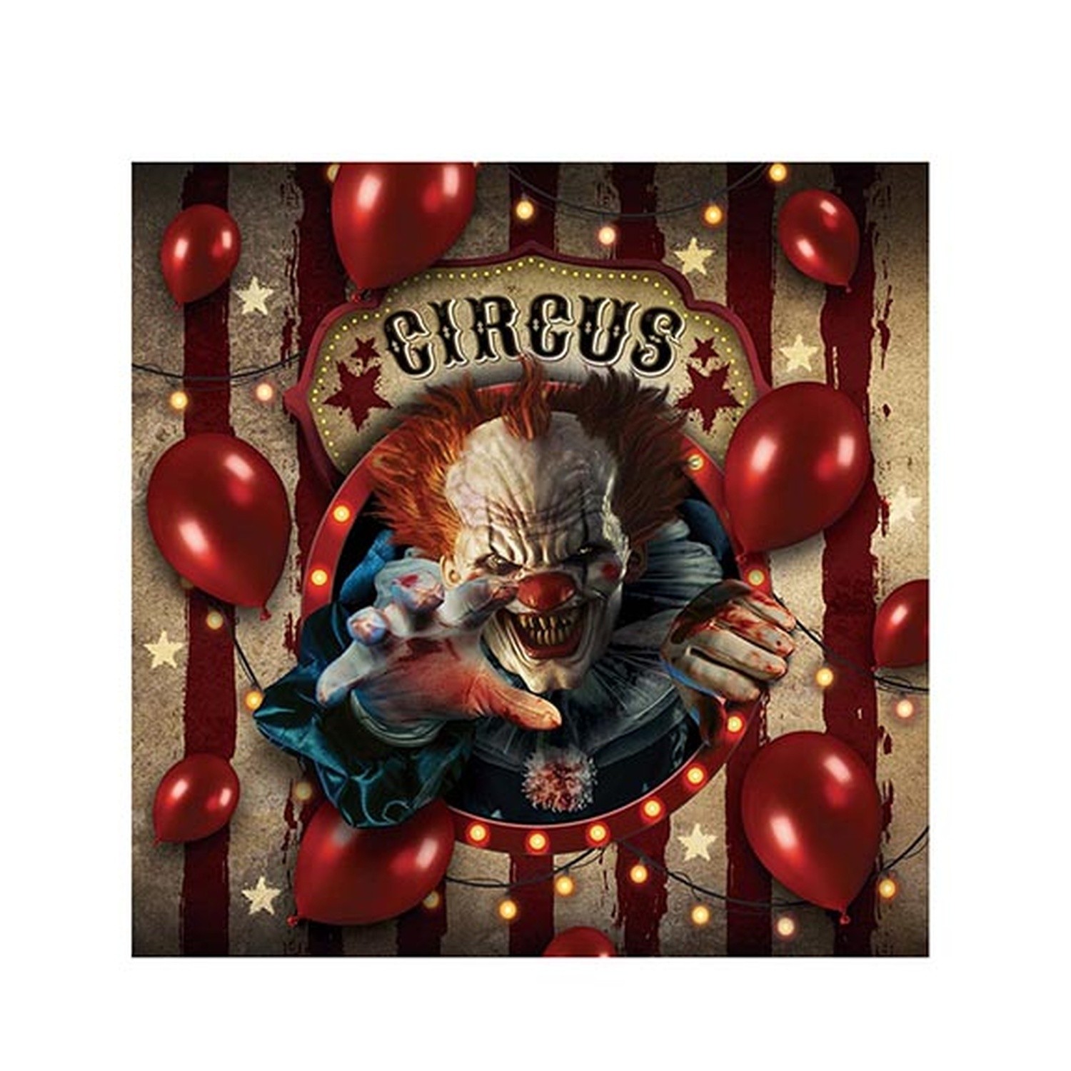 Levně Papírové ubrousky Strašidelný cirkus – klaun, 33 x 33 cm, 20 ks