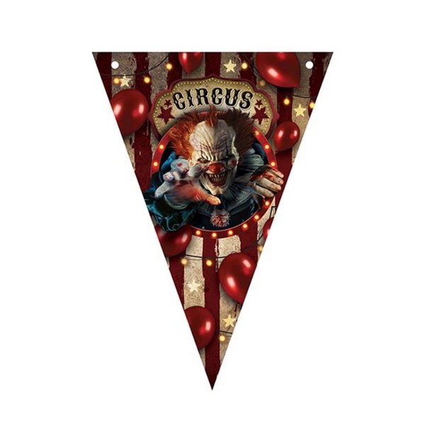 Vlaječková girlanda Strašidelný cirkus – klaun, 300 cm