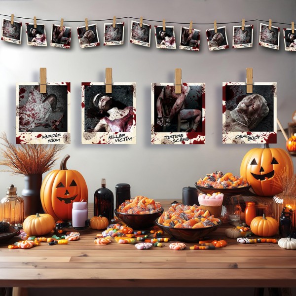 Halloweenská girlanda Místo činu, 274 cm