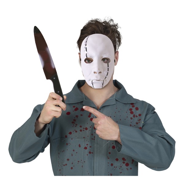 Halloweenský set maska s plastovým nožem