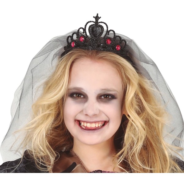 Černá princeznovská korunka se závojem