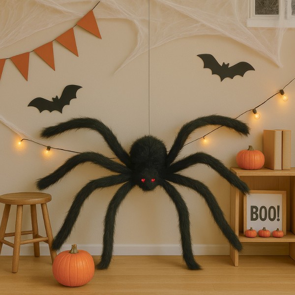 Halloweenská dekorace - Obří pavouk chlupatý 150 cm