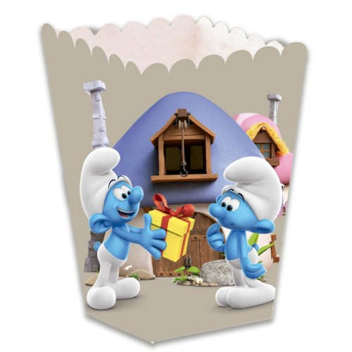 Levně Papírové krabičky na popcorn Šmoulové 12 ks