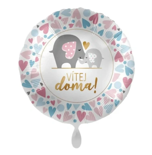 Levně Fóliový balonek Vítej doma! se sloníky – 43 cm